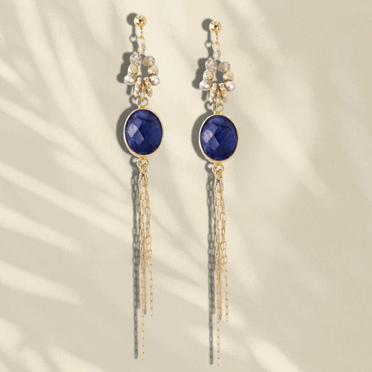 Boucles d'oreilles Ilana bleu saphir
