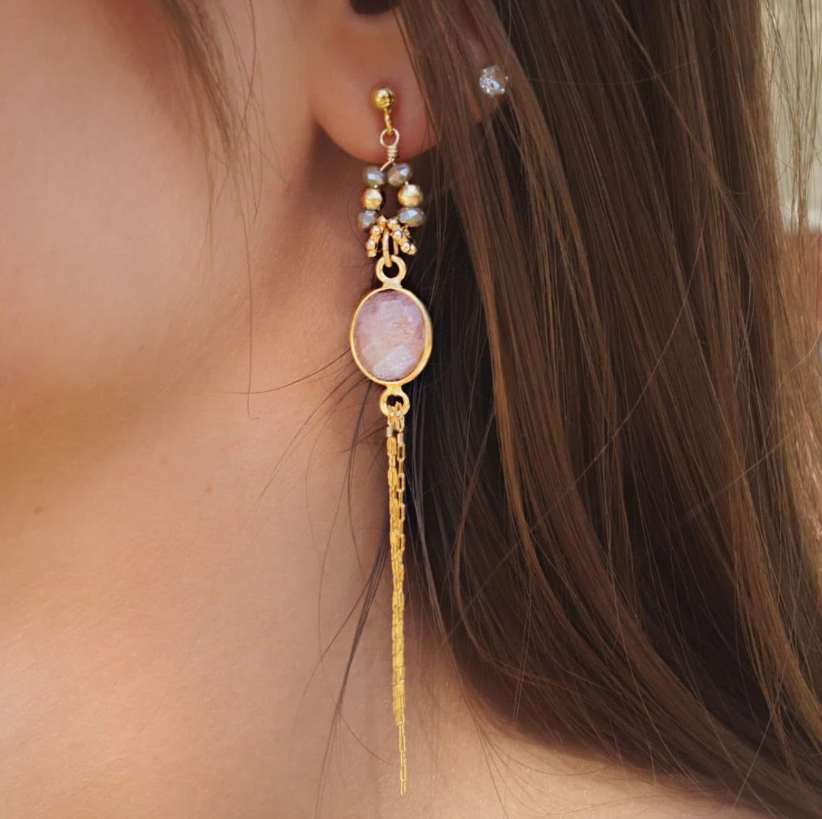 Boucles d'oreilles Ilana Peach Moon Stone