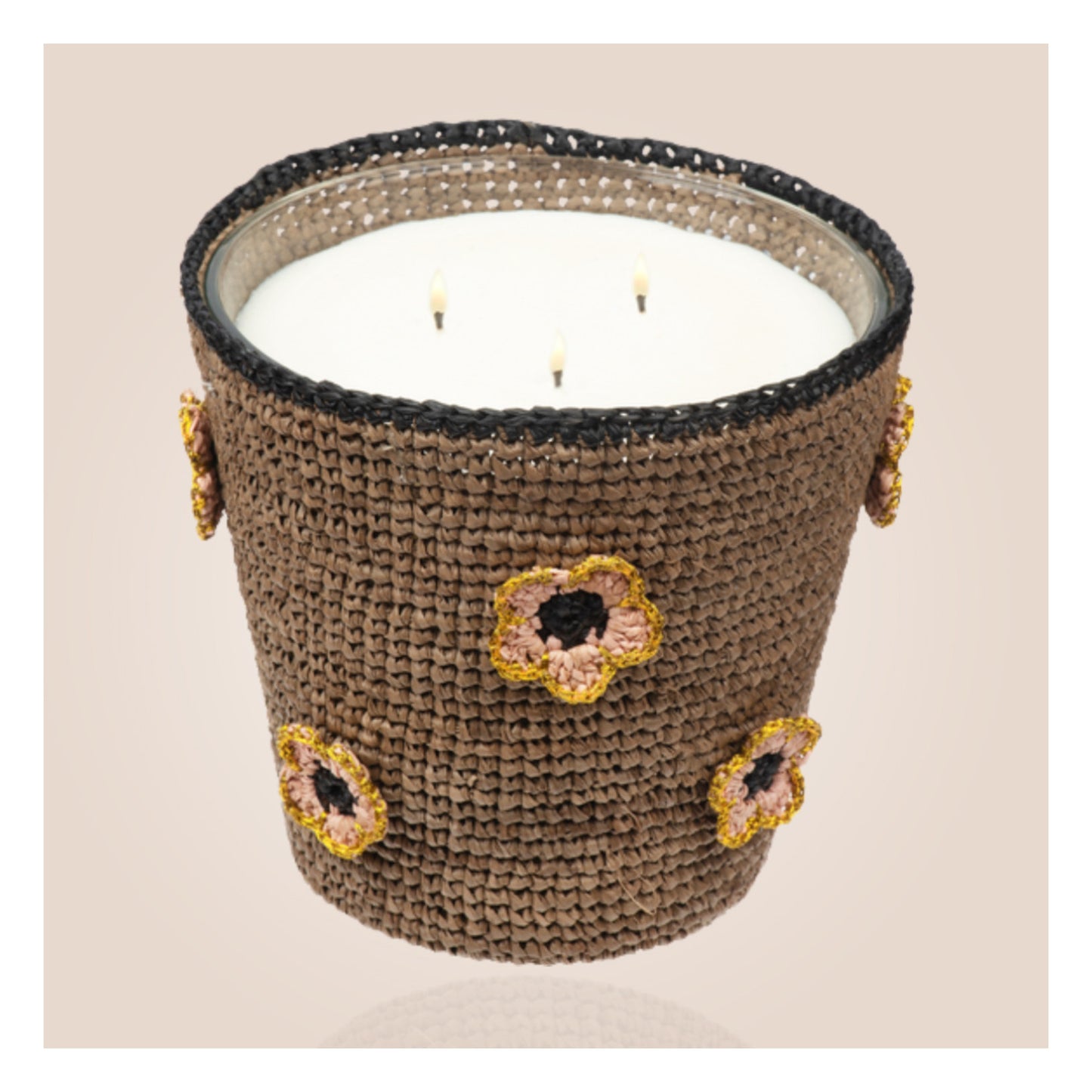 Bougie Raffia Fleur Taupe - Ebene Extrême 400g