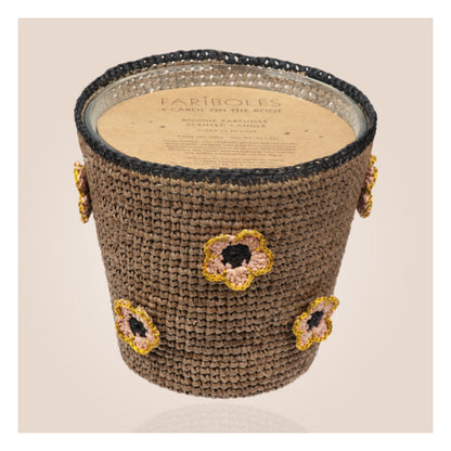Bougie Raffia Fleur Taupe - Ebene Extrême 400g