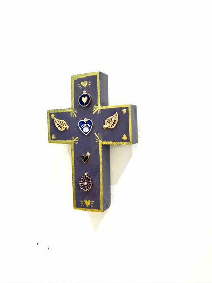 Grande croix en bois Garance x Virgile - Prune