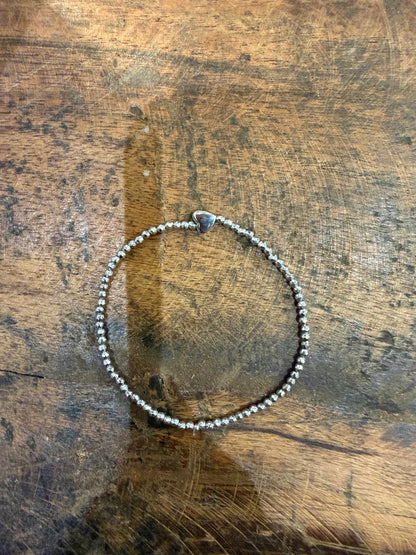 Bracelet Brigitte mini hématite argentée - croix, cœur ou étoile