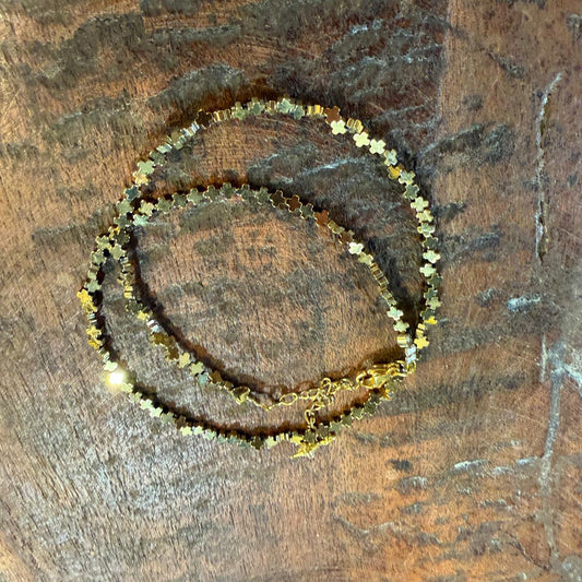 Bracelet double chaîne croix doré
