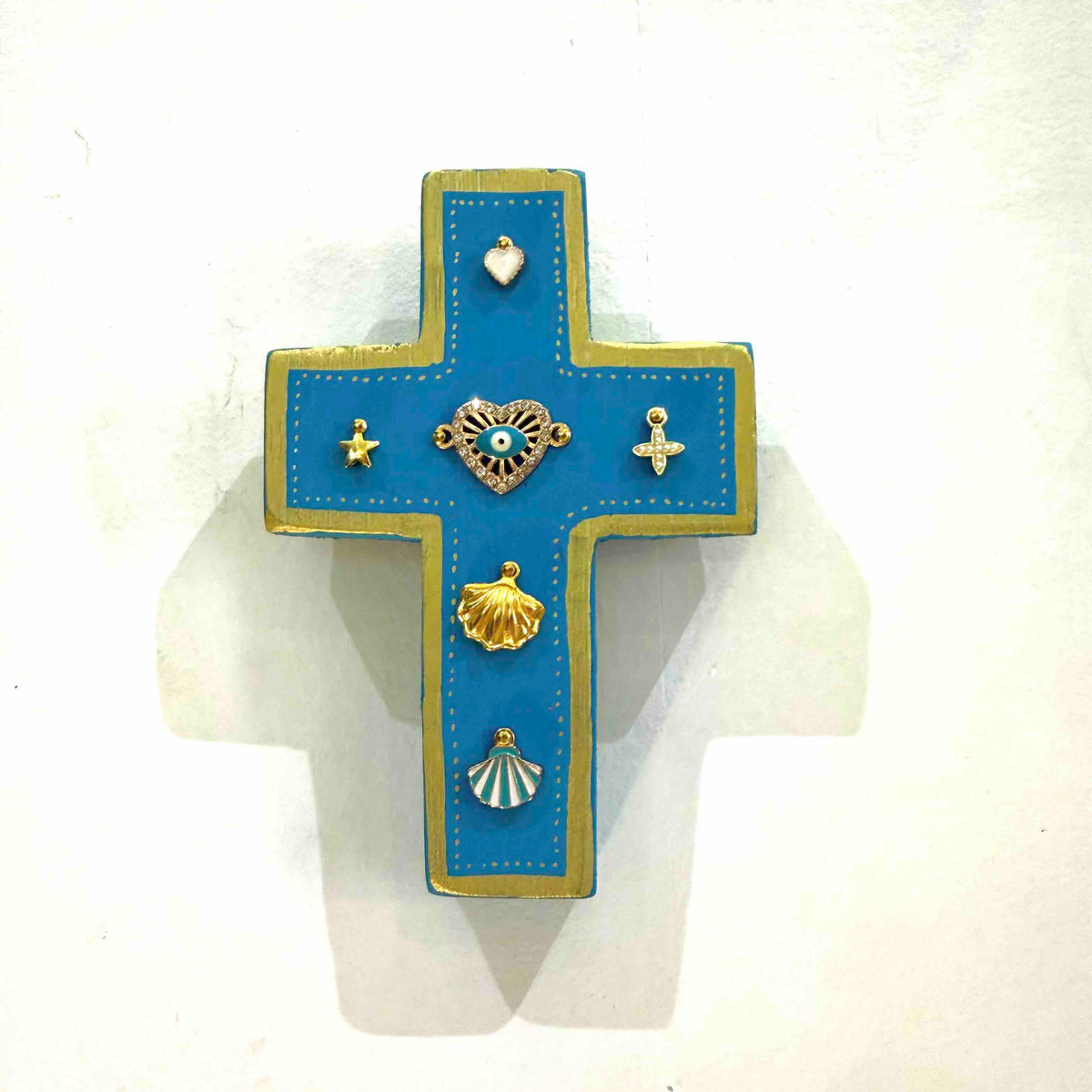 Grande croix en bois Garance x Virgile - Turquoise