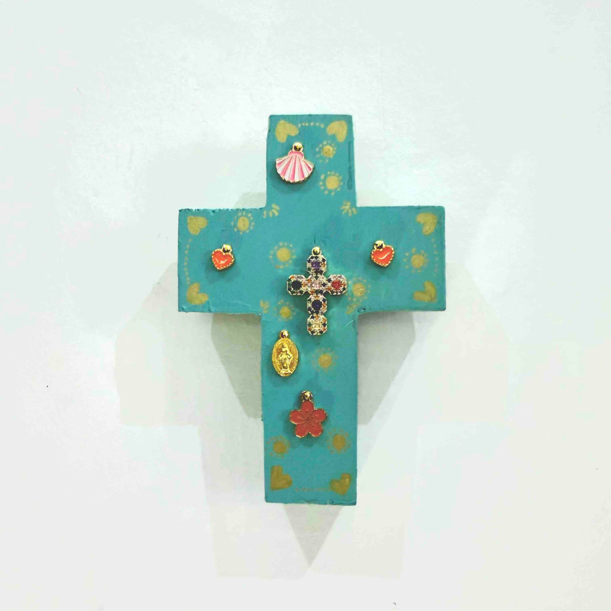 Grande croix en bois Garance x Virgile - Vert d'eau