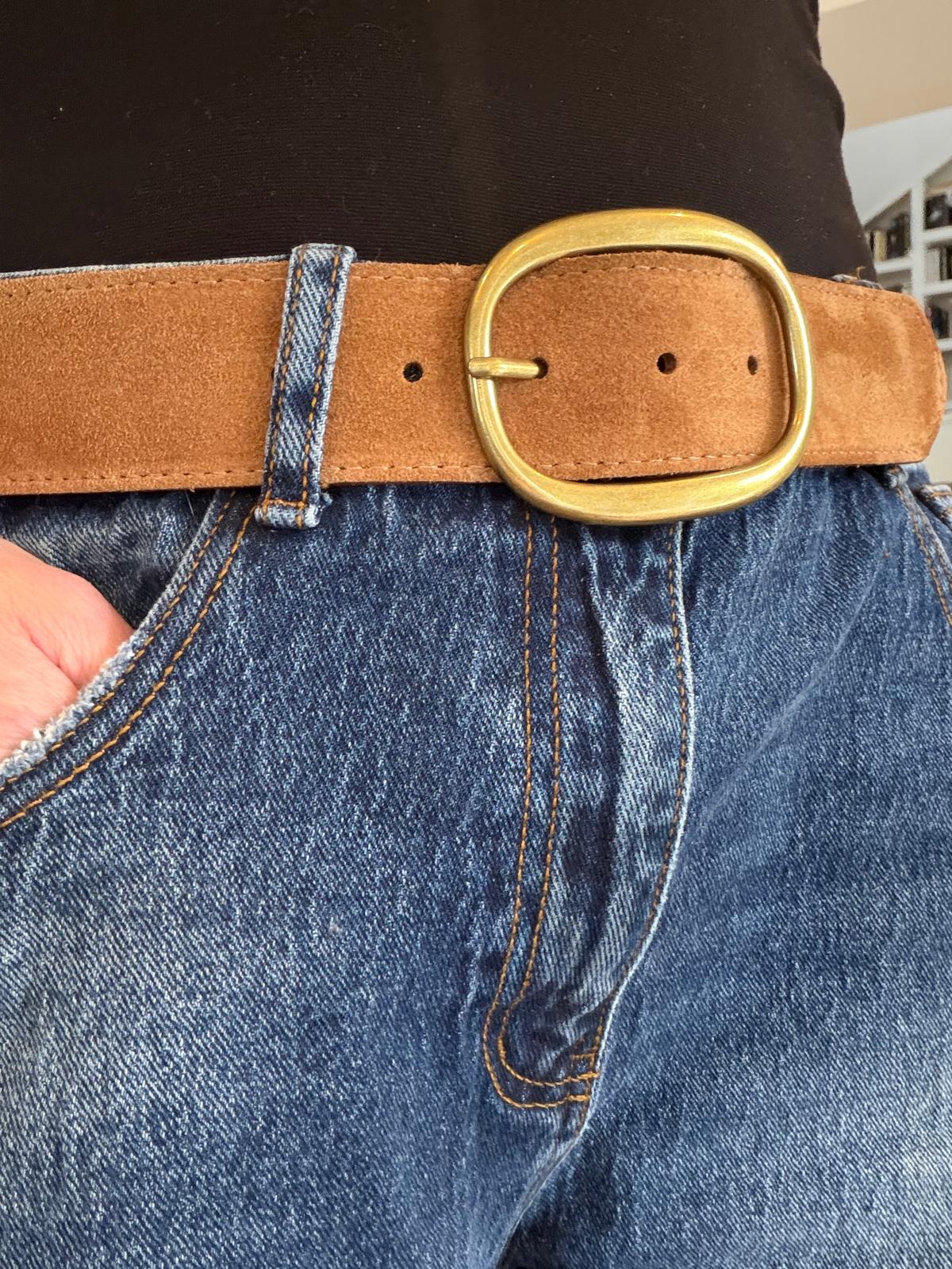 Ceinture Rome croûte de cuir camel