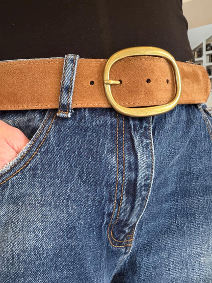 Ceinture Rome croûte de cuir camel