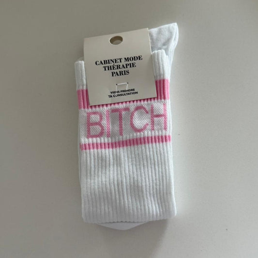 Chaussettes Bitch - blanc