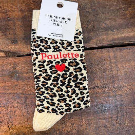 Chaussettes léopard beige Poulette