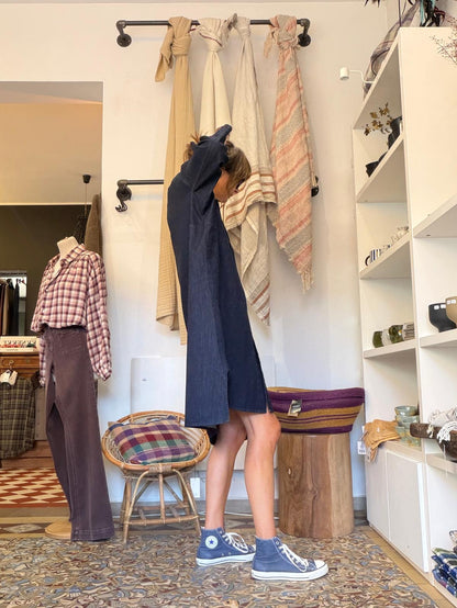 Chemise longue Seoul dark blue denim