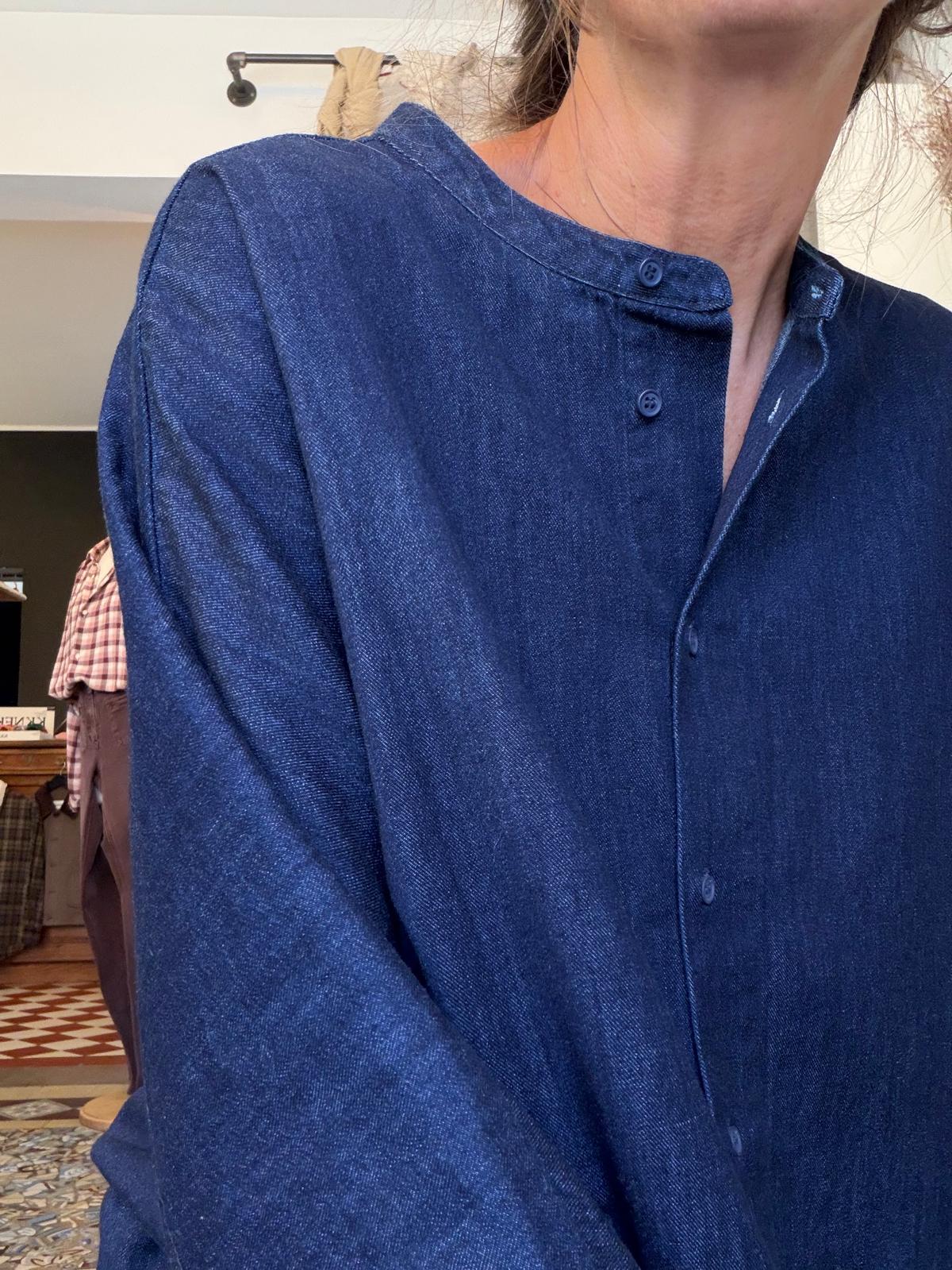 Chemise longue Seoul dark blue denim