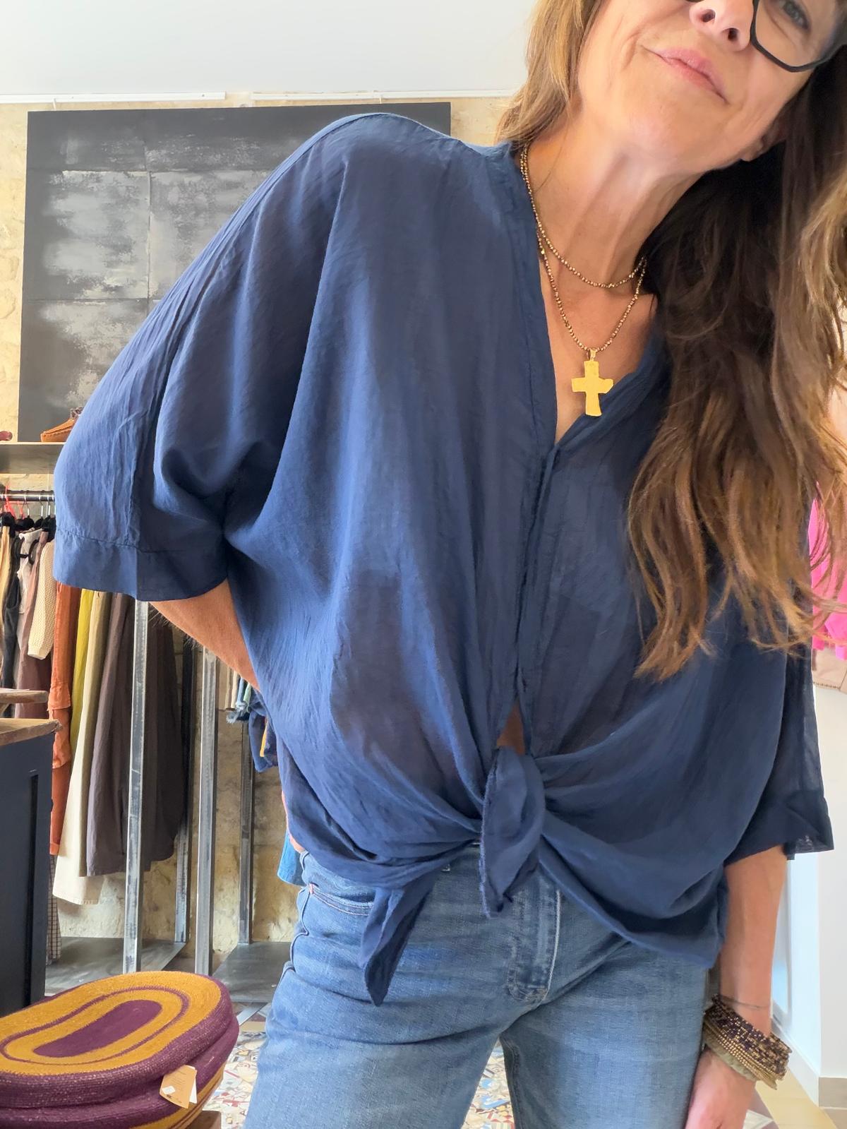 Chemise Poppy - blanc ou bleu