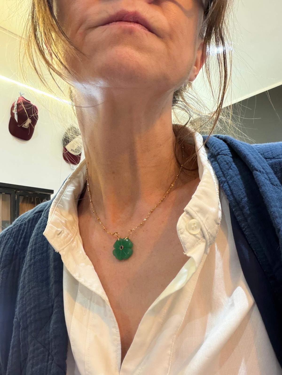 Collier Flower Jade vert - Le Monde est Stone