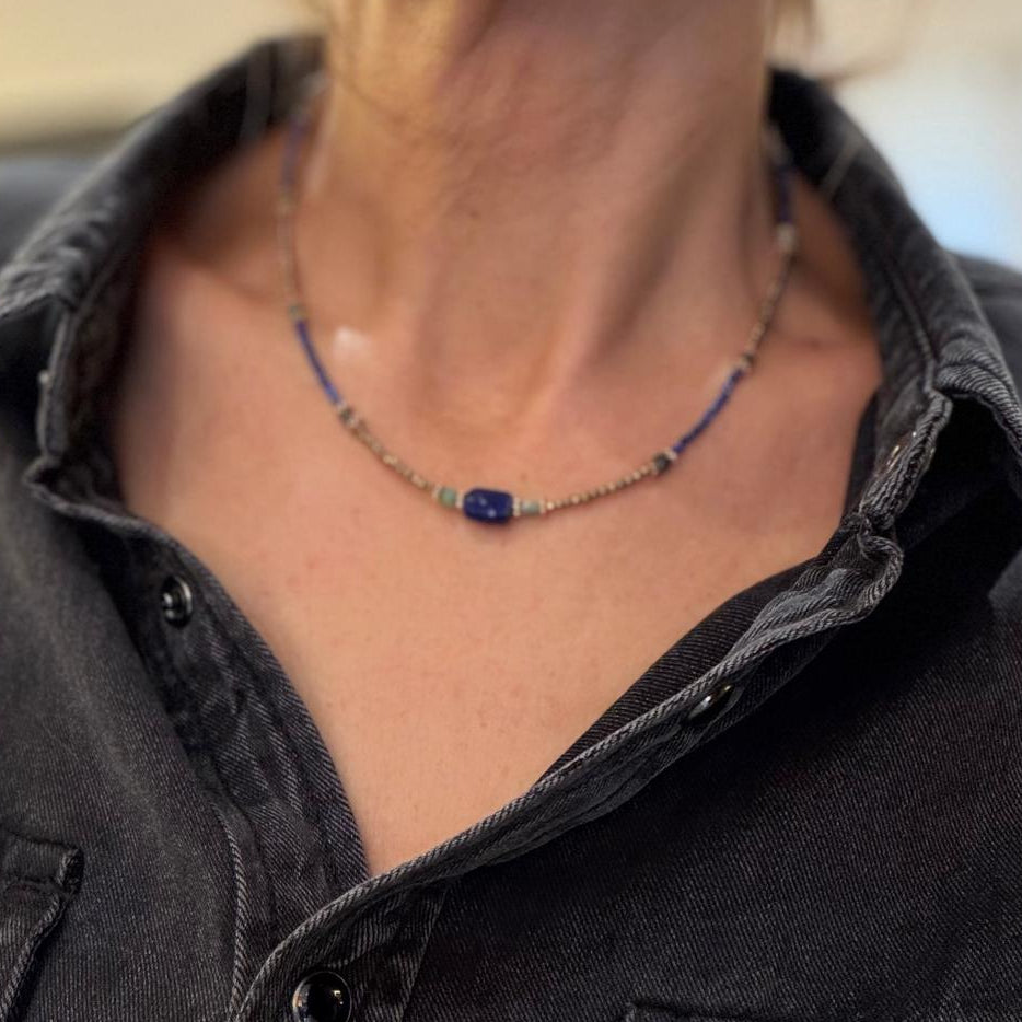 Hamsa lapis lazuli necklace