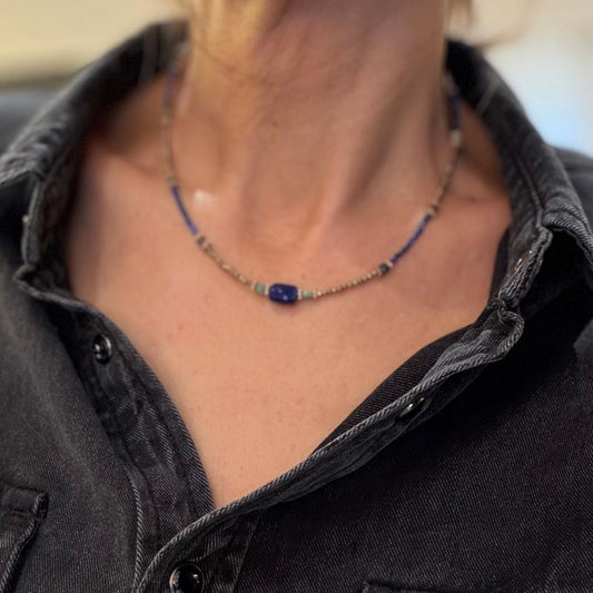 Hamsa lapis lazuli necklace