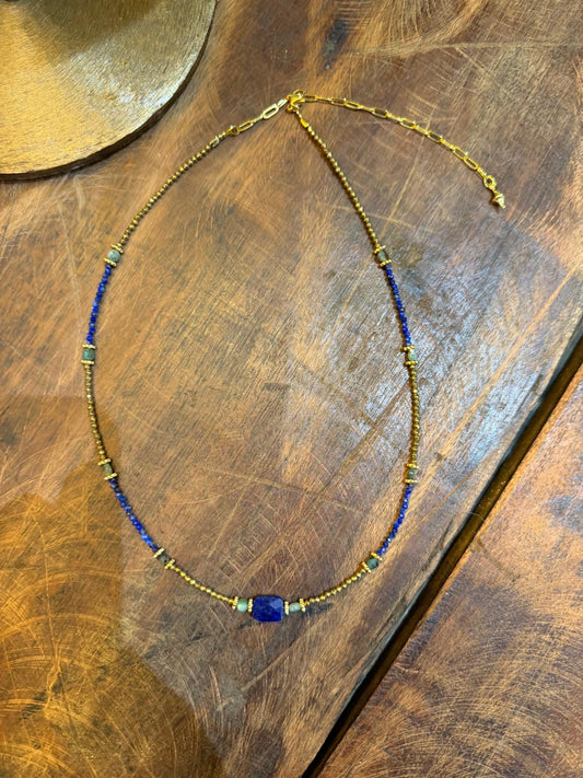 Hamsa lapis lazuli necklace