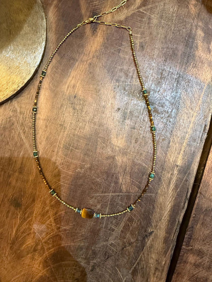 Hamsa tiger's eye necklace