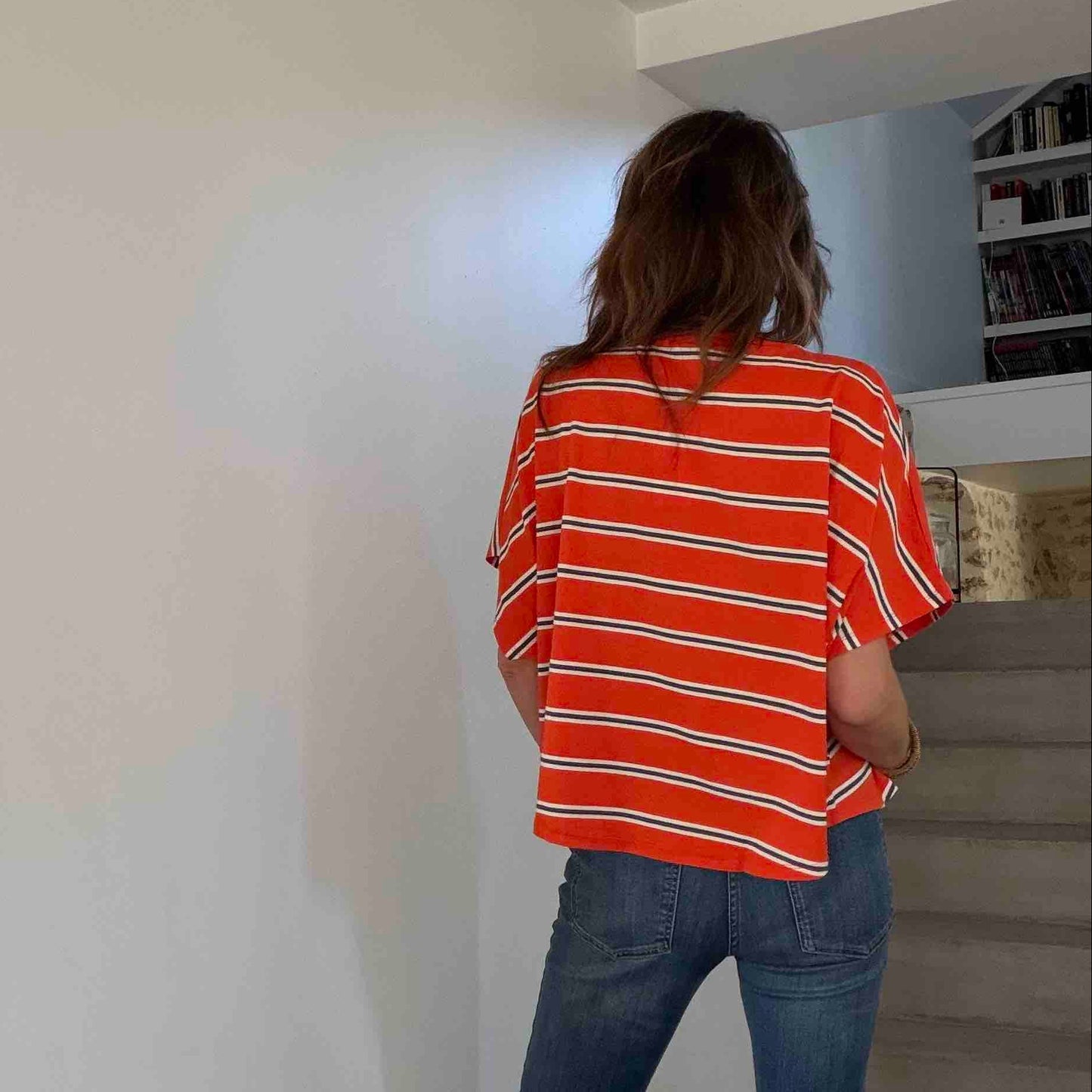 T-shirt Coralie stripe tangerine - Hod Paris