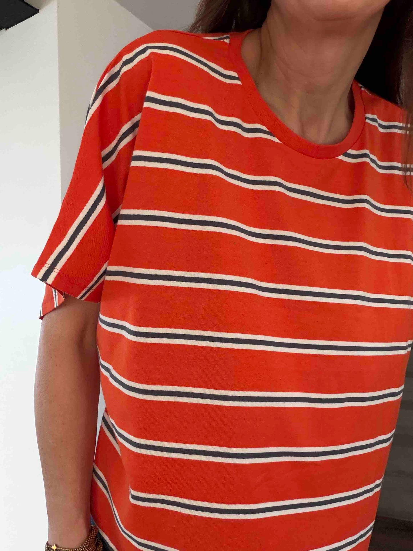 T-shirt Coralie stripe tangerine - Hod Paris