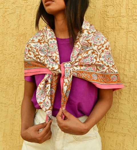 Grand foulard Alexandrie corail