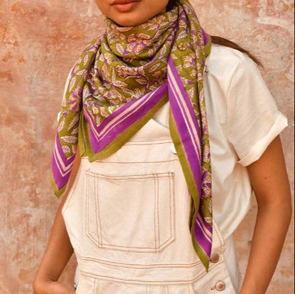 Grand foulard Carthage kaki