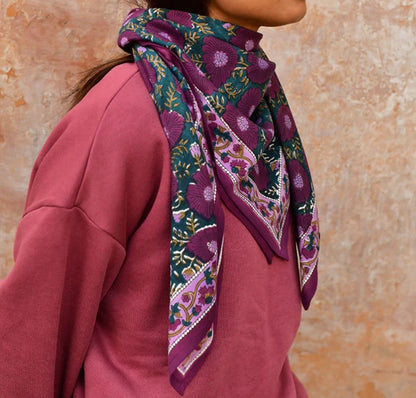 Grand foulard Ravenne prune