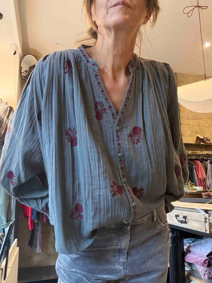 Blouse Gabrielle bleu gris - The Good Family