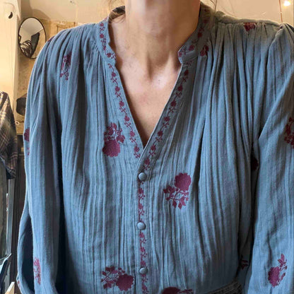 Blouse Gabrielle bleu gris - The Good Family