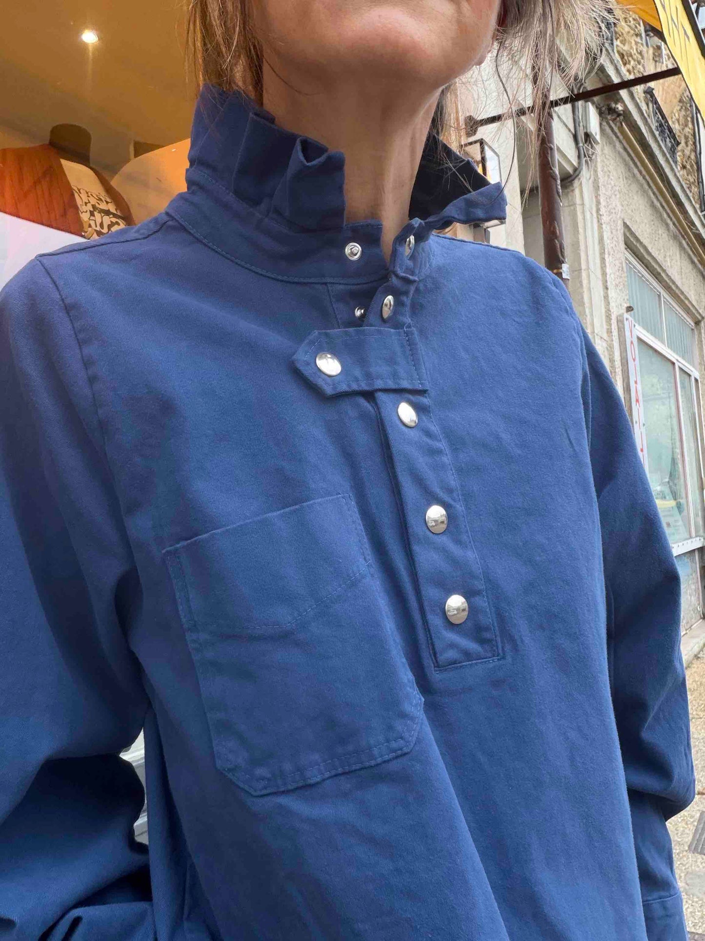 Chemise tunique Gabrielle indigo