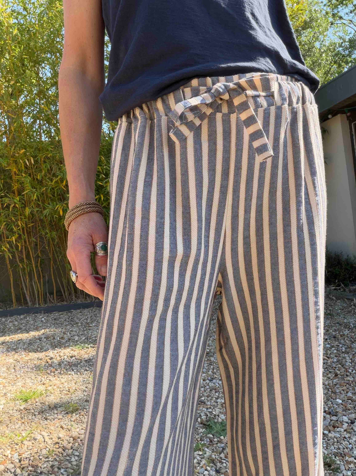 Gaspard wide-leg and straight trousers - denim stripe