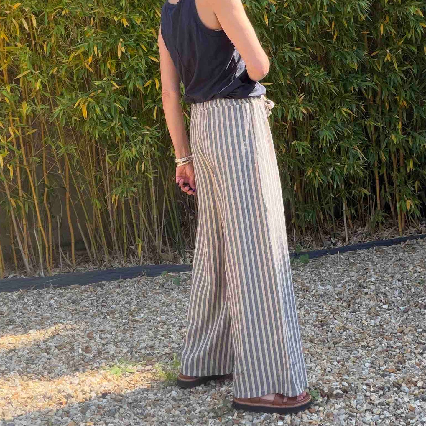 Gaspard wide-leg and straight trousers - denim stripe