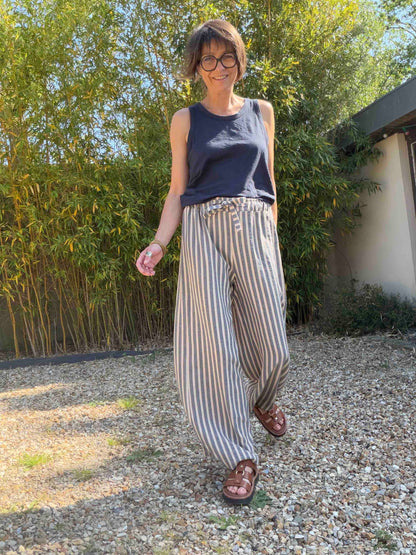 Gaspard wide-leg and straight trousers - denim stripe