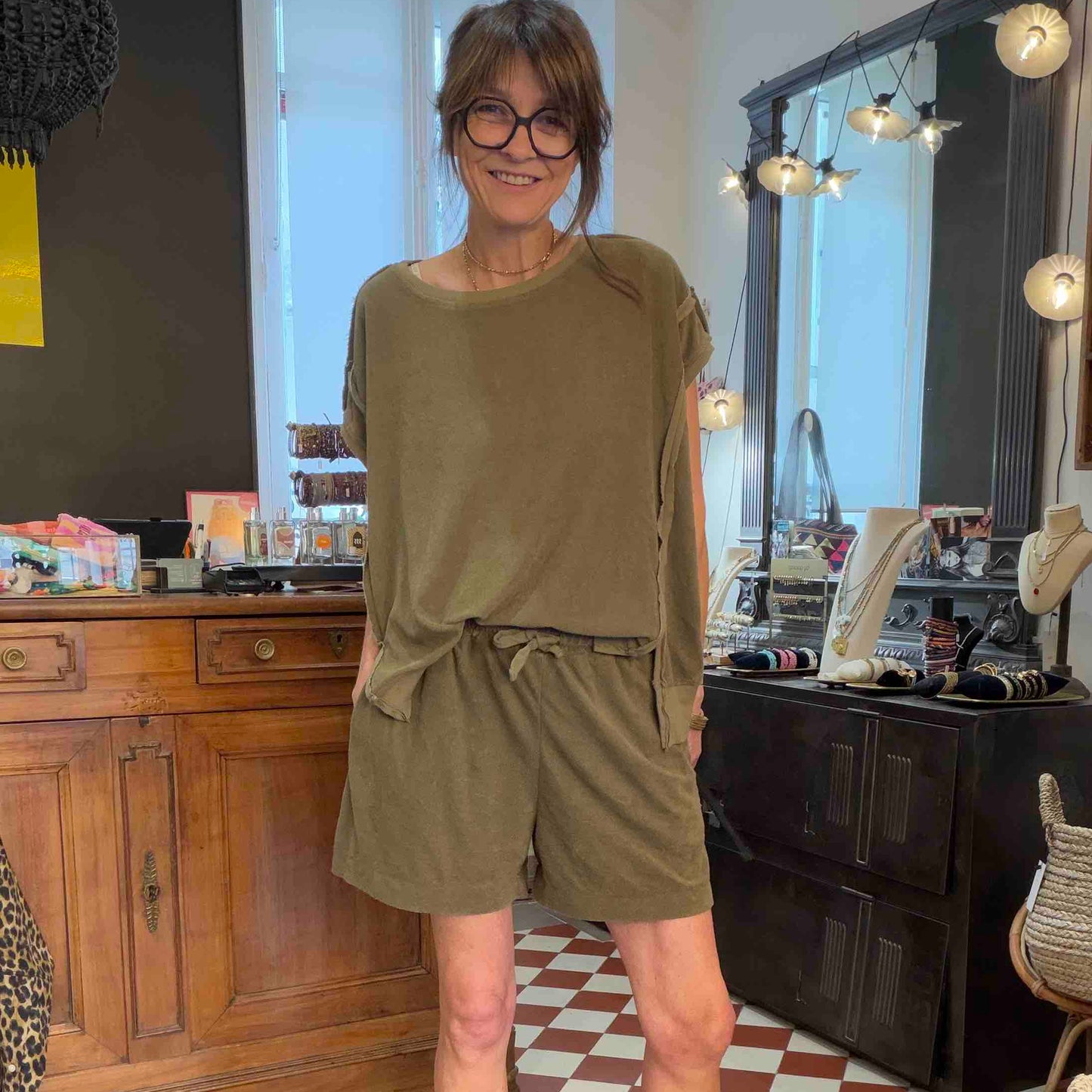 Short éponge Gigi military - Margot Paris