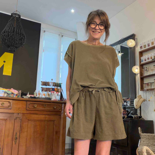 Short éponge Gigi military - Margot Paris