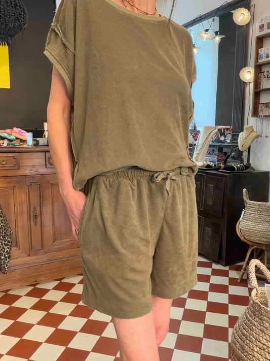 Short éponge Gigi military - Margot Paris