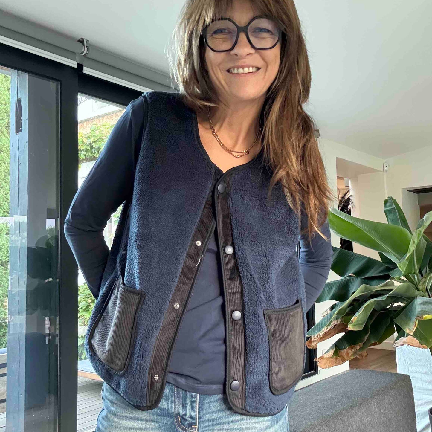 Gisèle sleeveless vest: navy, chocolate or khaki