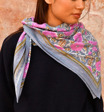 Grand foulard Ani bleu horizon