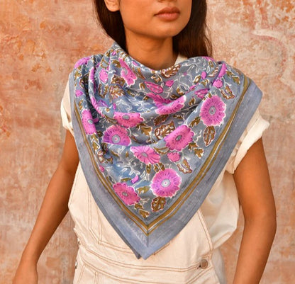 Grand foulard Ani bleu horizon
