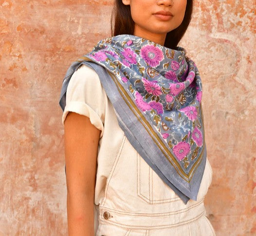 Grand foulard Ani bleu horizon