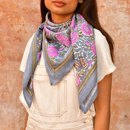 Grand foulard Ani bleu horizon