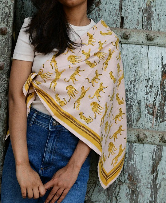 Grand foulard Fauve rose