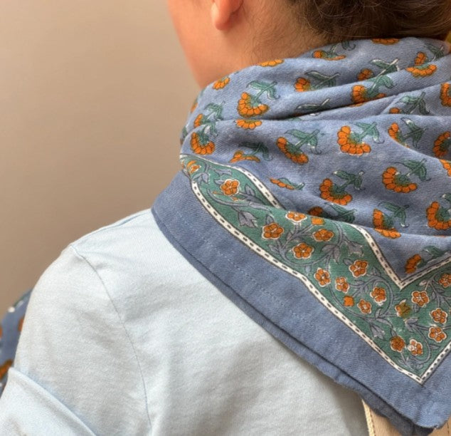 Grand foulard Séléné bleu horizon