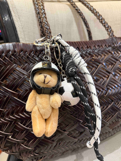 Teddy bear baseball bag charm
