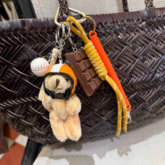 Teddy bear baseball bag charm