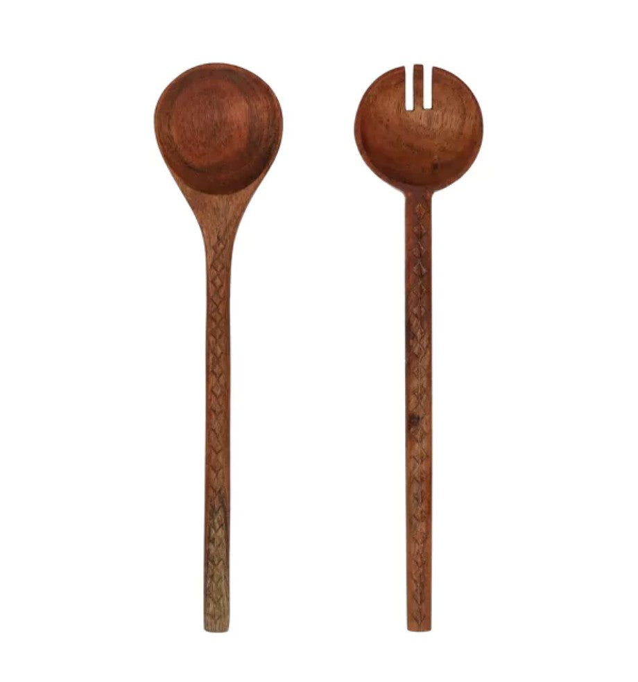 TRIBUTE - acacia wood serving cutlery set