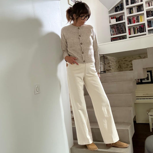 Jean PIlote raw white en coton brossé
