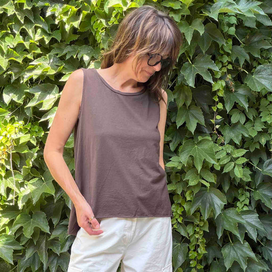 T-shirt Jody asymétrique - chocolat