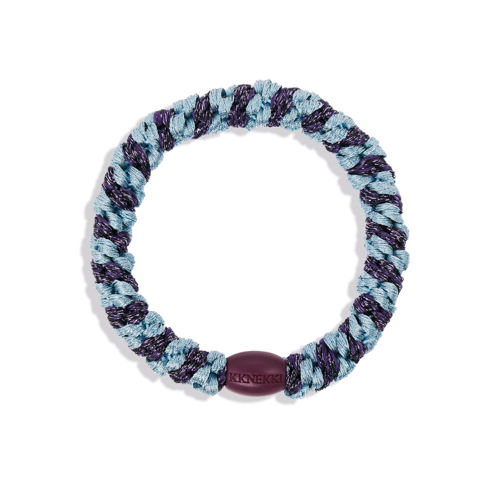 Bracelet/élastique Kknekki seablue dark purple glitter stripe