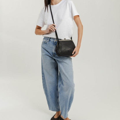 BIBA Boston black leather kiss-lock crossbody bag