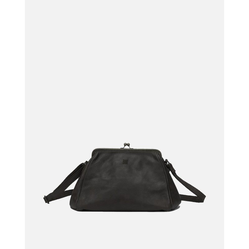 BIBA Boston black leather kiss-lock crossbody bag